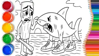  thumbnail: Cómo dibujar fácilmente Thung Thung Sahur y tiburón | Dibujo fácil paso a paso